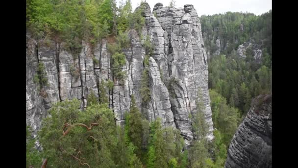 Video Filmer Canyon Saxon Switzerland Sandsten Rocks Nära Bastei Bridge — Stockvideo