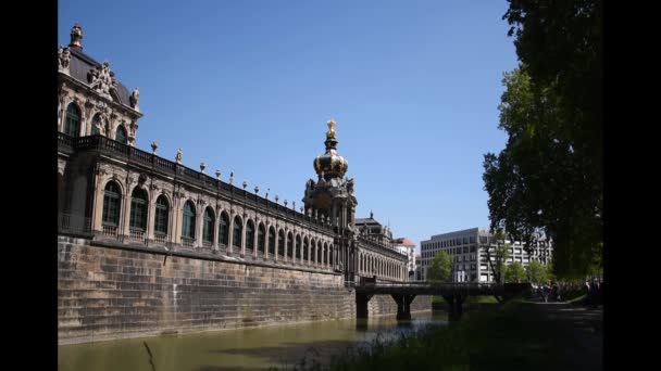 Širokoúhlý Pohled Korunní Brány Zwingerského Paláce Drážďanech Sasku Německo Zwinger — Stock video