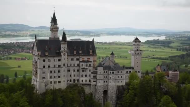 May 2019 Panoramic View World Famous Neuschwanstein Castle 19Th Century — Stock Video