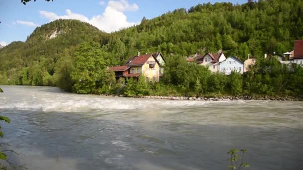 Května 2019 Fussen Německo Úžasná Turistická Alpská Vesnice Útulnými Domy — Stock video