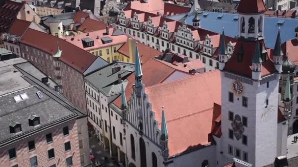 Maj 2019 Münchens Övre Från Peterskyrkan Tornet Marienplatz Från Ovan — Stockvideo