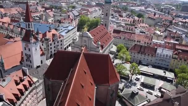 2019 Május München Legjobb Kilátása Szent Péter Templomtoronyból Marienplatz Felülről — Stock videók