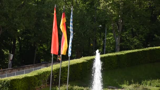 Мая 2019 Размахивание Флагом Германии Баварии Максимилиануме Здание Баварского Парламента — стоковое видео