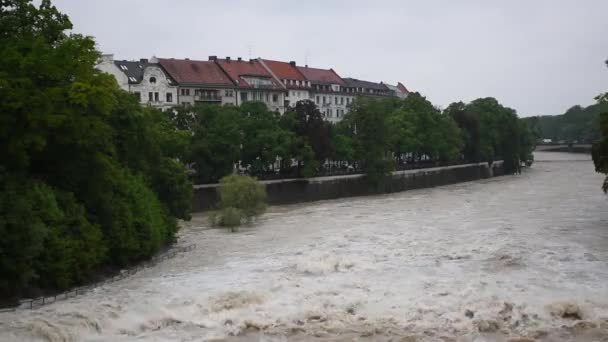 Maio 2019 Munique Alemanha Flood Isar North Munich Several Days — Vídeo de Stock