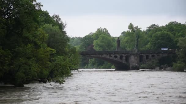 Μαΐου 2019 Μόναχο Γερμανία Πλημμύρα Στο Isar Βόρεια Του Μονάχου — Αρχείο Βίντεο