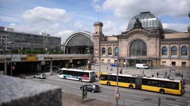 Maj 2019 Dresden Tyskland Visa Visar Dresden Hauptbahnhof Tågstation Med — Stockvideo
