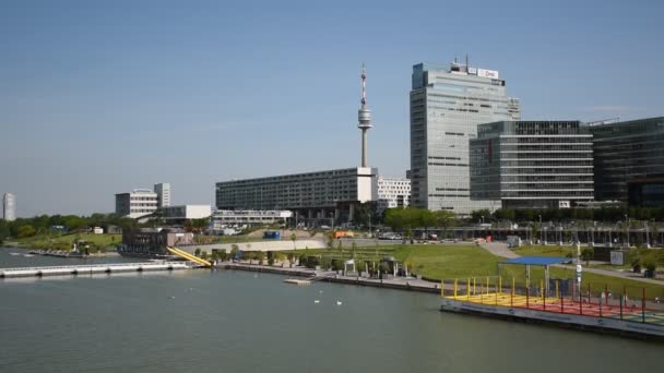 June 2019 Vienna Austria Skyscrapers Danube City Vienna Panoramic View — Stock Video