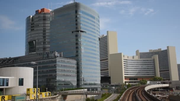 June 2019 Vienna Austria Skyscrapers Danube City Vienna Panoramic View — Stock Video