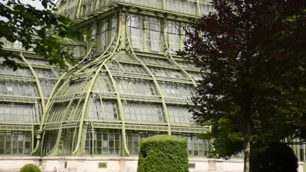 June 2019 Vienna Austria Palmenhaus Schnbrunn Green House Детали Конструкции — стоковое видео