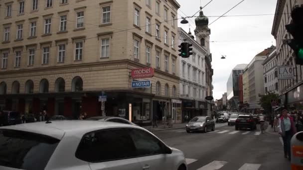 Junho 2019 Viena Áustria Viena Mitte Ruas Centrais Com Edifícios — Vídeo de Stock