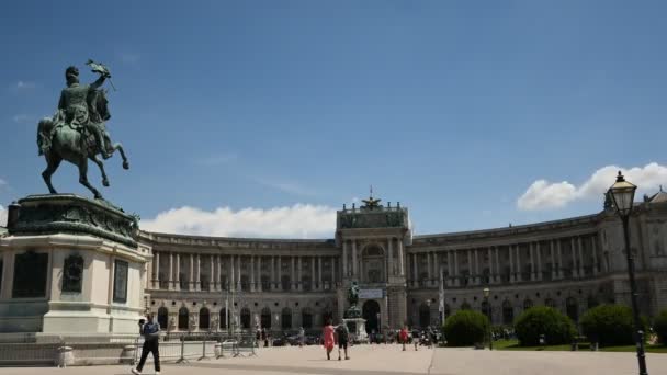 Дзюне 2019 Відень Австрія Австрійська Національна Бібліотека Гофбурзький Палац Сонячний — стокове відео