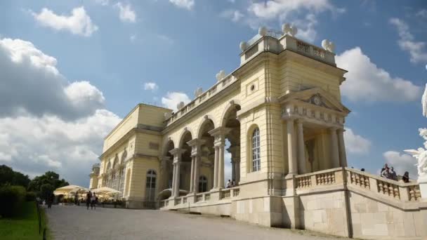 Schonbrunn Schloss Schnbrunn Viyana Gökyüzü Altında Gloriette Wien Önemli Turistik — Stok video