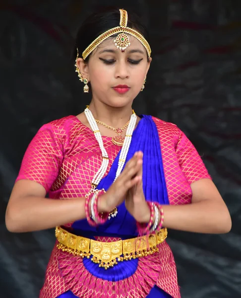 Bloomington Illinois Usa Jun 2018 Bharatanatyam Klassiskt Dansföreställning Chariot Festival — Stockfoto