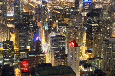 Chicago, Illinois - ABD - 20 Ağustos 2016: Skyline Chicago John Hancock Merkezi