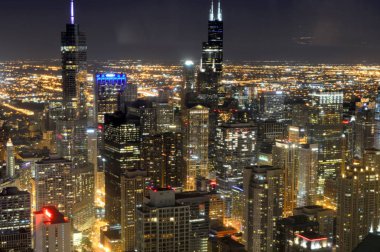 Chicago, Illinois - ABD - 20 Ağustos 2016: Skyline Chicago John Hancock Merkezi