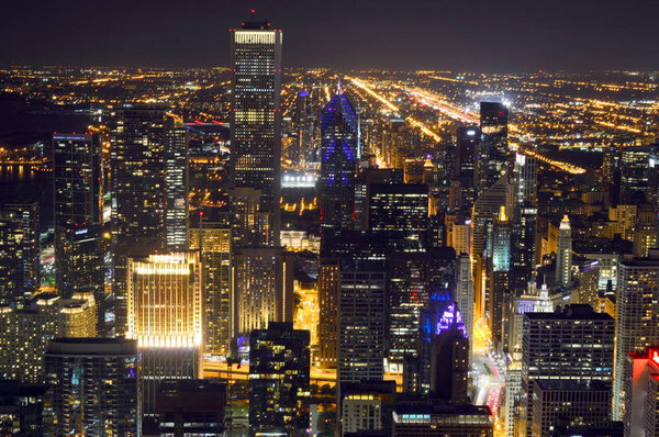 Chicago, Illinois - USA - August 20, 2016: Chicago skyline view at night