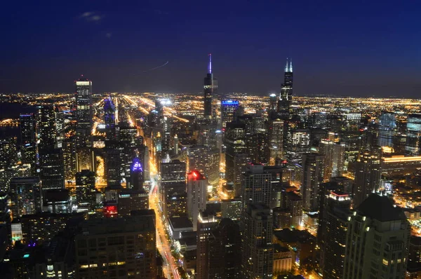 Chicago Illinois Usa August 2016 Chicago Skyline Panorama Bei Nacht — Stockfoto