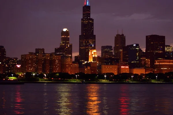 Chicago Illinois Usa Luglio 2014 Chicago Skyline Dal Lago Michigan — Foto Stock