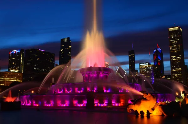 Chicago Illinois Estados Unidos Julio 2016 Buckingham Fountain Night Chicago — Foto de Stock