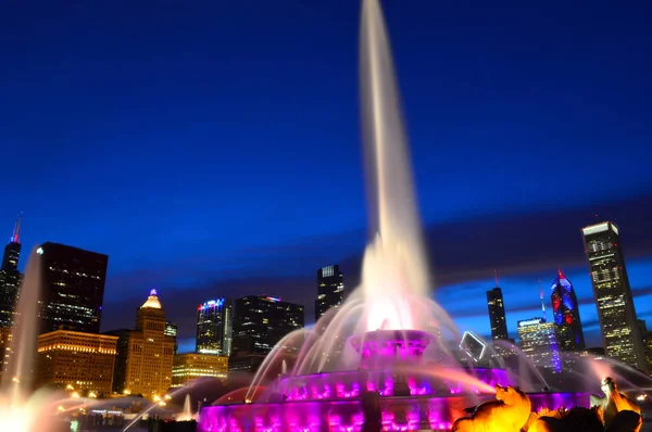 Chicago Illinois Estados Unidos Julio 2016 Buckingham Fountain Chicago Night — Foto de Stock