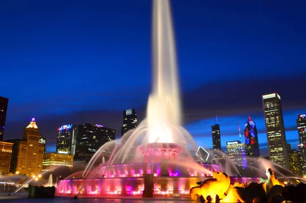 Chicago Illinois Estados Unidos Julio 2016 Buckingham Fountain Chicago Night — Foto de Stock