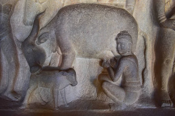 Chennai, Tamilnadu - Hindistan - 09 Eylül 2018: Mahabalipuram heykeller