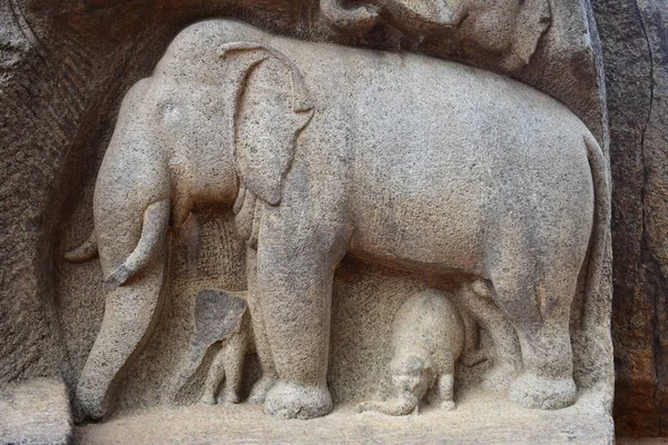Ченнаи Тамилнаду Индия Сентября 2018 Года Скальные Скульптуры Представляющие Собой — стоковое фото