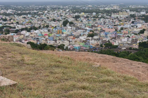 Dindigul Tamilnadu Índia Julho 2018 Vista Cidade Dindigul Topo Rock — Fotografia de Stock