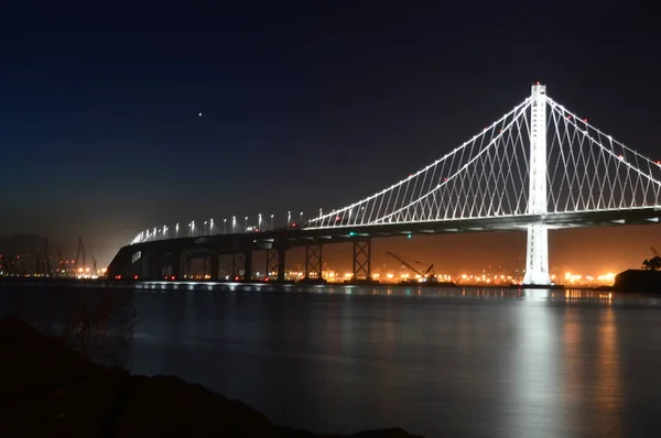 San Francisco Kalifornie Usa Srpna 2015 Noční Pohled Mostu Přes — Stock fotografie