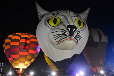 Chennai, Tamilnadu - Hindistan, 6 Ocak 2019: Beyaz kedi balon sıcak hava balon Festivali