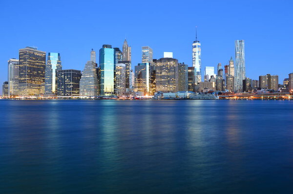 New York City, USA , October 5, 2014: New york skyline from Brooklyn Bridge Park