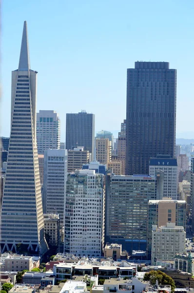 San Francisco, California, EE.UU. - 31 de agosto de 2015: San Francisco Skyline y Transamerica Pyramid desde la cima de Coit Tower —  Fotos de Stock