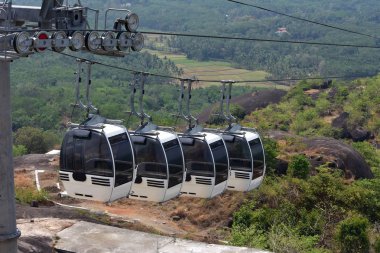 KOLLAM, Kerala, Hindistan - 2 Mart 2019: Hindistan'da Ropeways