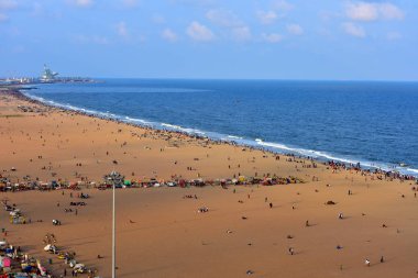 Chennai, Tamilnadu, India: January 26, 2019 - View of Marina beach from lighthouse Chennai clipart