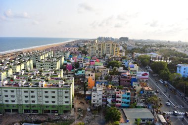 Chennai, Tamilnadu, Hindistan: 26 Ocak 2019 - Marina Deniz Feneri Manzarası