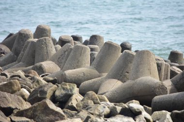 Kollam, Kerala, Hindistan: 2 Mart 2019 - Tangasseri Deniz Feneri Plajı