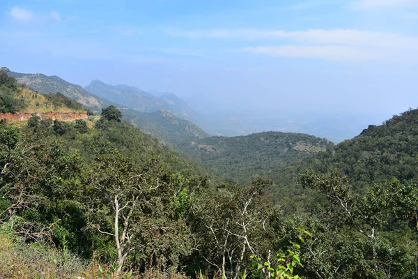 Vista de Cumbam Valley de Meghamalai Hills em Tamil Nadu — Fotografia de Stock