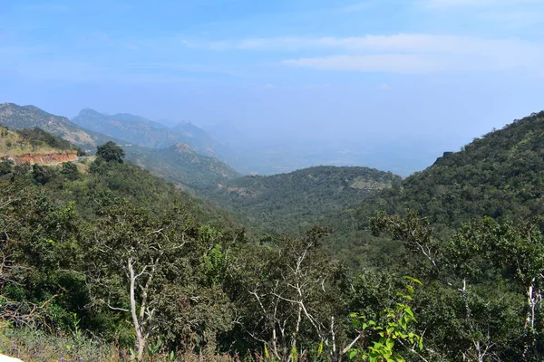 Vista de Cumbam Valley de Meghamalai Hills em Tamil Nadu — Fotografia de Stock