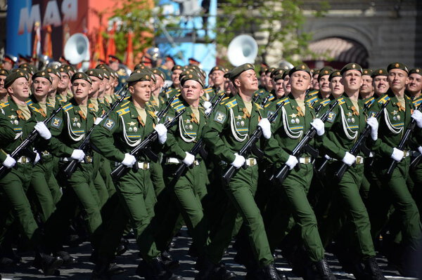  Cadets of the Military Space Academy named after A.F. Mozhaisky during the parade, dedicated to the Victory Day on Red Square.