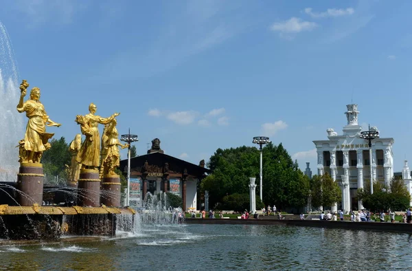 Moskau Russland Juni 2016 Brunnen Völkerfreundschaft Auf Dem Allrussischen Ausstellungszentrum — Stockfoto