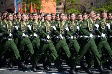  Cadets of the Military Academy of Radiation, Chemical and Biological Defense at the parade dedicated to the Victory Day. clipart