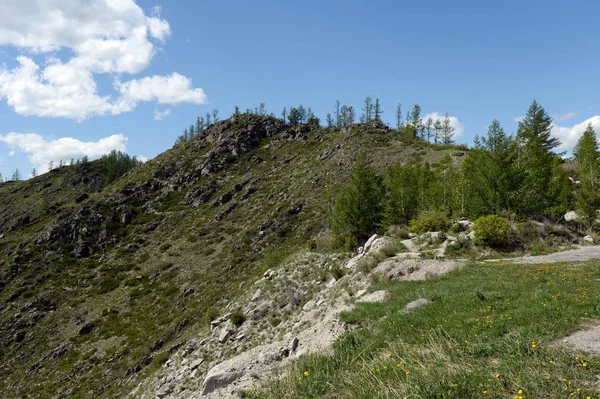 Paysage montagneux sur le col Chike-Taman. Montagne Altaï — Photo