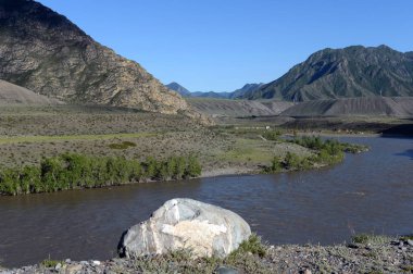  Dağ nehir Katun Güney Batı Sibirya