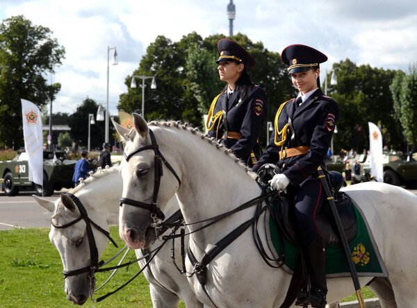  Girls - police cavalrymen take over the protection of public order on the streets of Moscow.