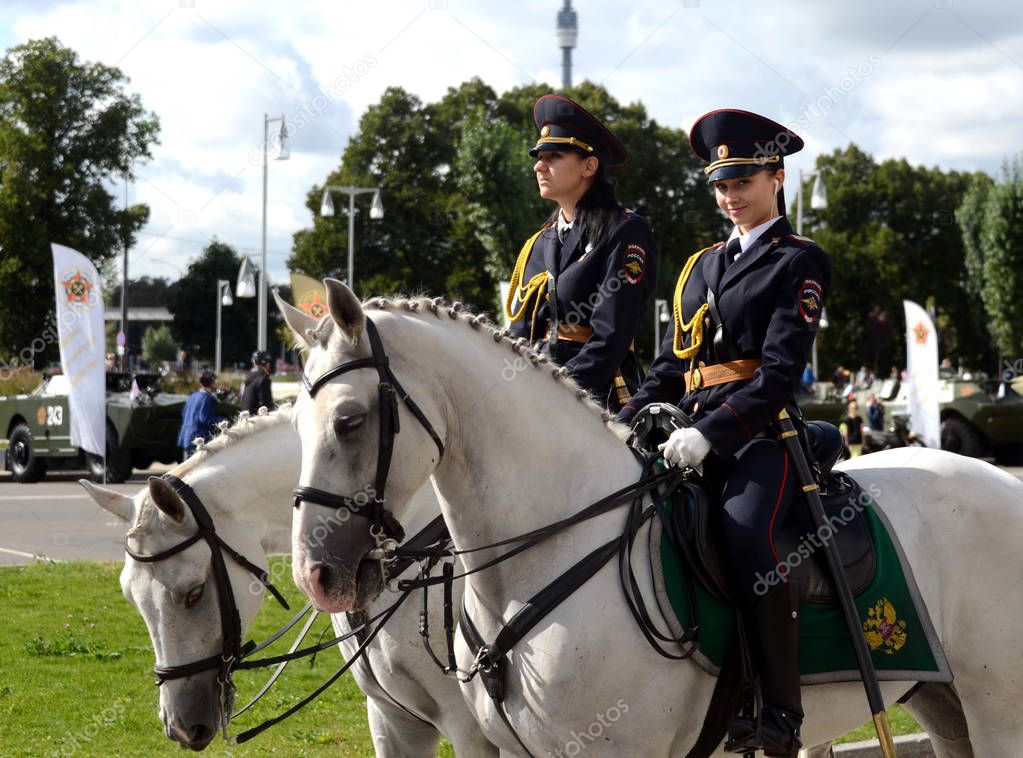  Girls - police cavalrymen take over the protection of public order on the streets of Moscow.