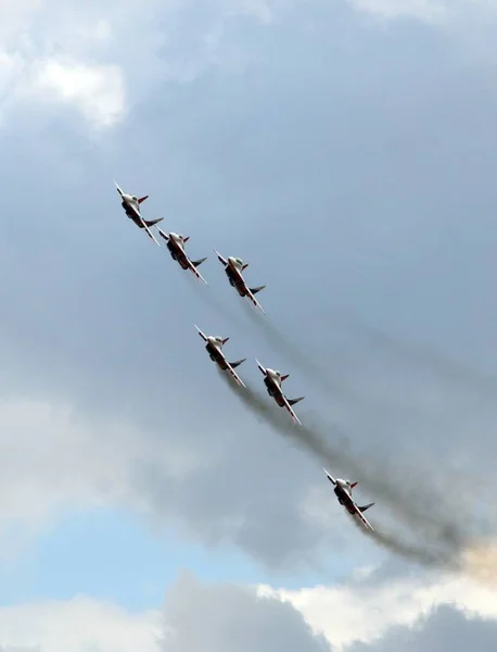 Moskau Russland April 2018 Performance Des Segler Kunstflugteams Auf Vielseitig — Stockfoto