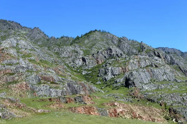 Krajobraz góry w pobliżu dróg Chuysky. Republika Ałtaju. Siberia. Rosja — Zdjęcie stockowe