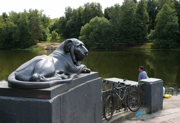 Moscou Russie Juin 2018 Sculpture Lion Par Gilardi Sur Jetée — Photo
