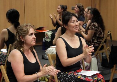   Classes in a master class by the famous flamenco performer Esperanza Fernandez in the center of art `La Merced`