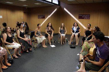 CADIZ, SPAIN - JULY 6, 2011: Master class of famous flamenco performer Esperanza Fernandez at the center of art `La Merced`